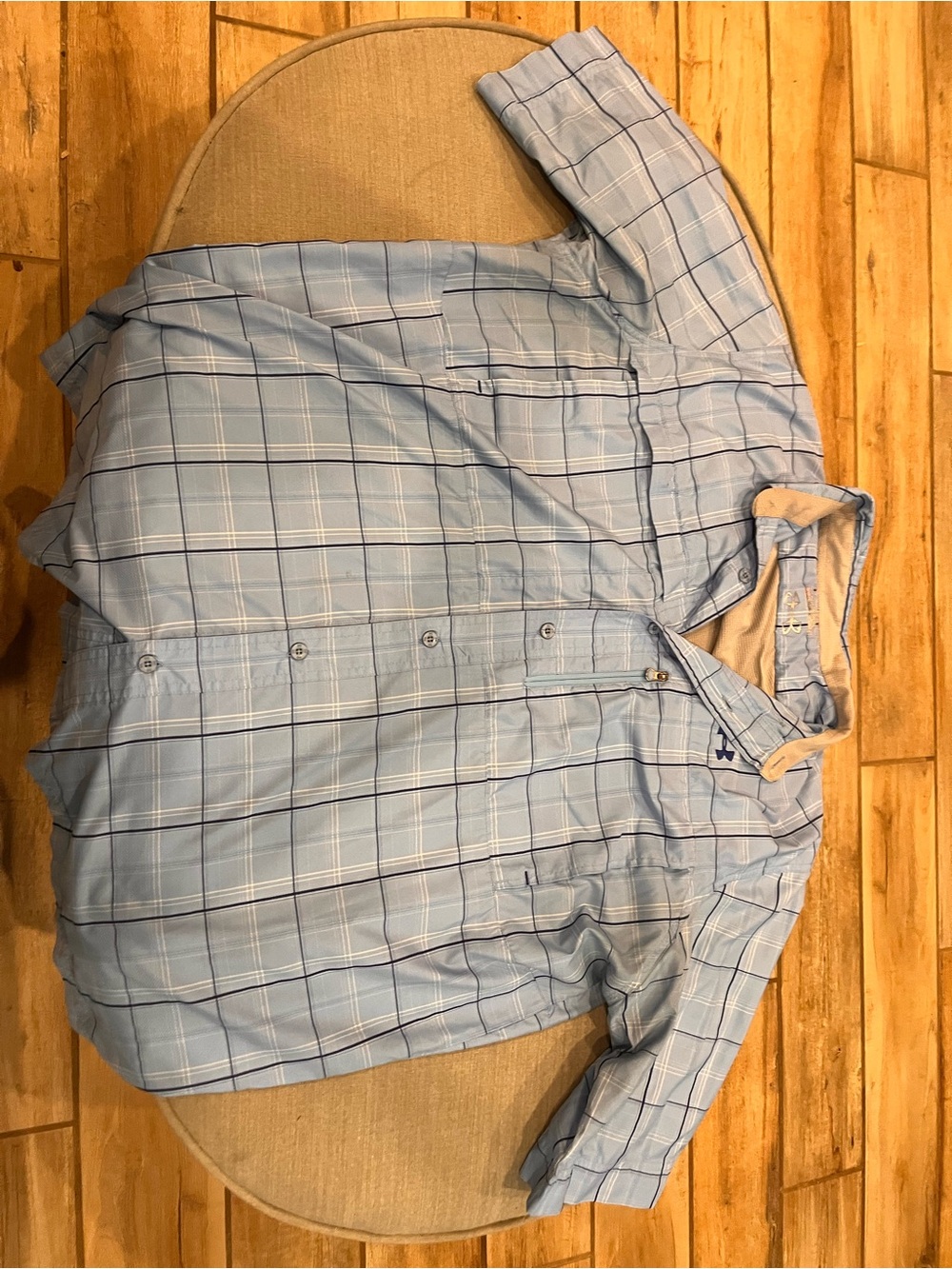Under Armour 2XL Loose Plaid HeatGear Short Sleeve Fishing Shirt Blue